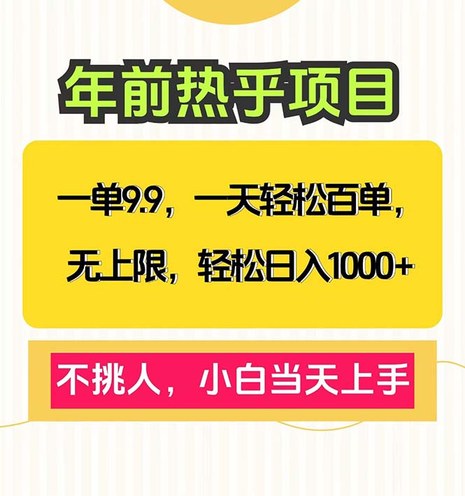 一单9.9，一天百单无上限，不挑人，小白当天上手，轻松日入1000+-雲鼎文化传媒