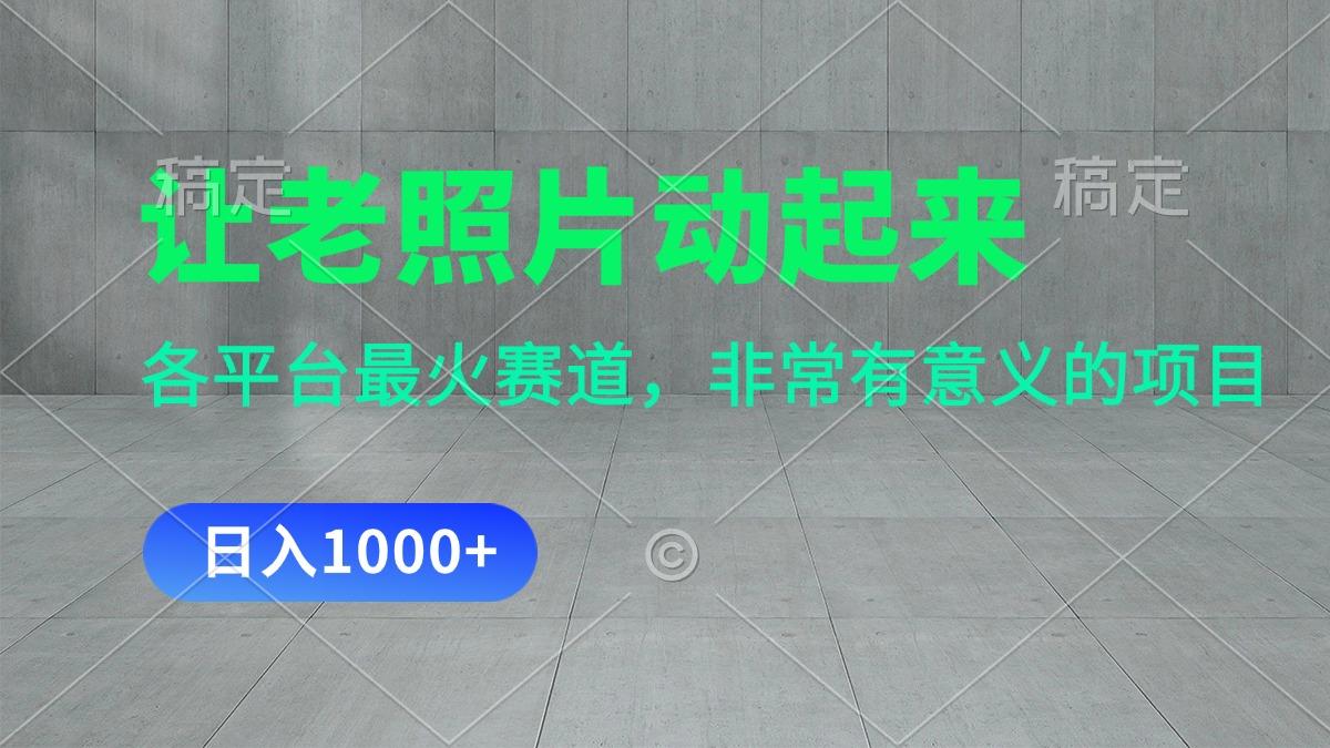 让老照片动起来，一天变现1000+，各平台最火赛道，看完就会-雲鼎文化传媒