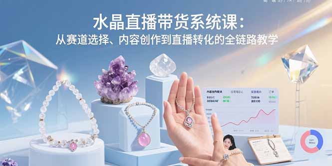 水晶直播带货系统课：从赛道选择、内容创作到直播转化的全链路教学-雲鼎文化传媒