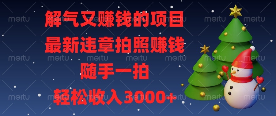 解气又赚钱的项目，最新违章拍照赚钱，随手一拍，轻松收入3000+-雲鼎文化传媒