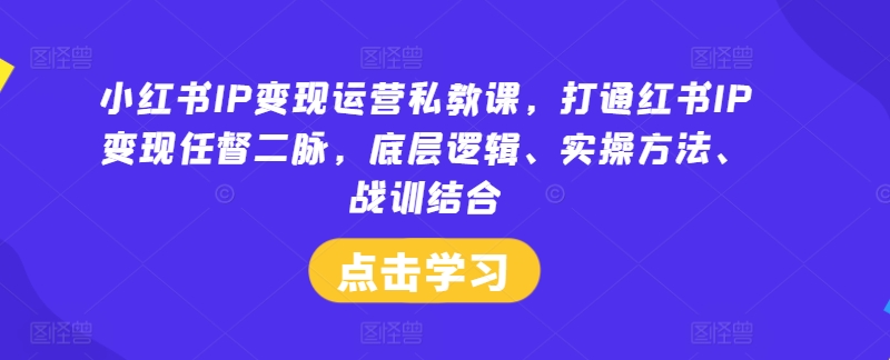 小红书IP变现运营私教课，打通红书IP变现任督二脉，底层逻辑、实操方法、战训结合-雲鼎文化传媒