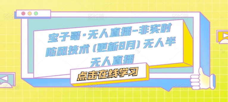 宝子哥·无人直播-非实时防风技术(更新25年5月)无人半无人直播-雲鼎文化传媒