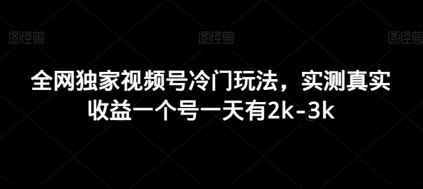 全网独家视频号冷门玩法，实测真实收益一个号一天有2k-3k-雲鼎文化传媒