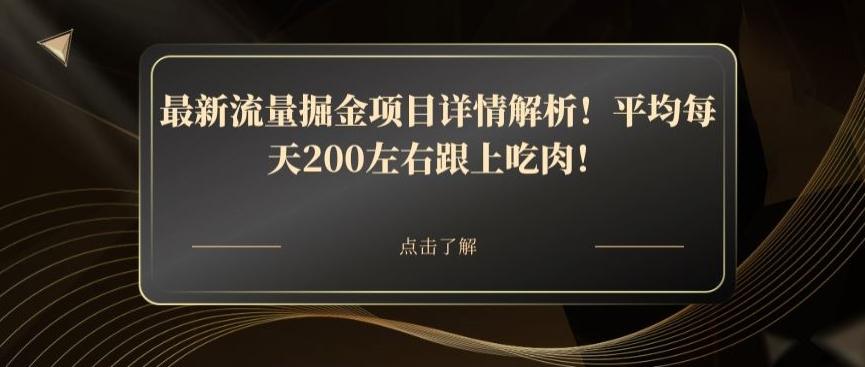 最新流量掘金项目详情解析！平均每天200左右跟上吃肉！-雲鼎文化传媒