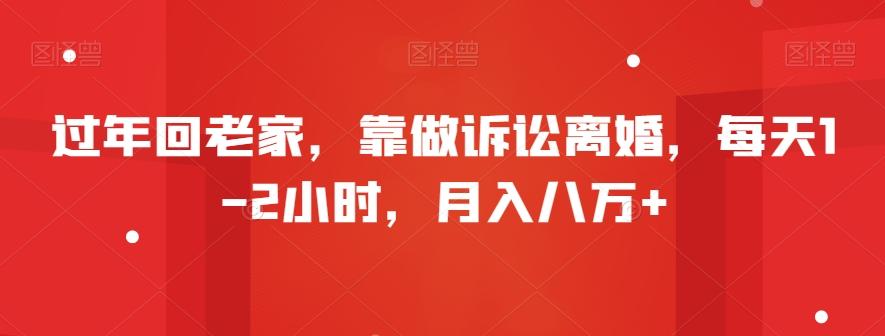 过年回老家，靠做诉讼离婚，每天1-2小时，月入八万+-雲鼎文化传媒