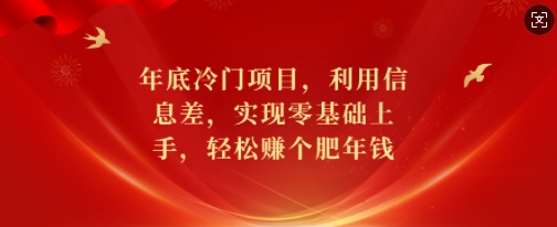年底冷门项目，利用信息差，实现零基础上手，轻松赚个肥年钱【揭秘】-雲鼎文化传媒