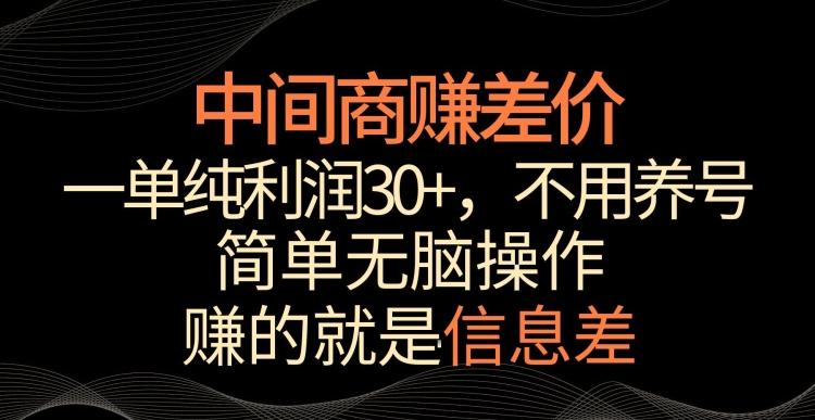 中间商赚差价，一单纯利润30+，简单无脑操作，赚的就是信息差，轻轻松松日入1000+【揭秘】-雲鼎文化传媒