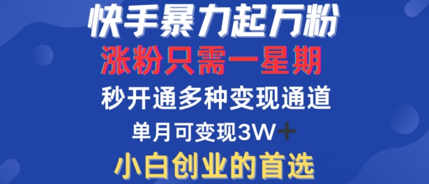 快手暴力起万粉，涨粉只需一星期，多种变现模式，直接秒开万合，单月变现过W【揭秘】-雲鼎文化传媒