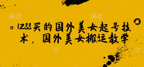 1288买的国外美女起号技术，国外美女搬运教学-雲鼎文化传媒