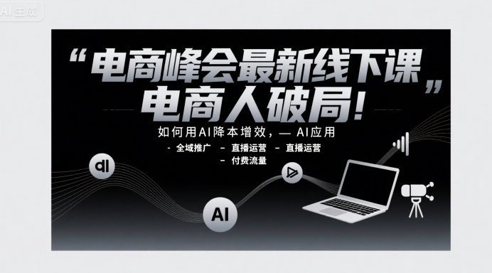 电商峰会最新线下课，电商人破局，如何用AI降本增效，AI应用-全域推广-直播运营-付费流量-雲鼎文化传媒