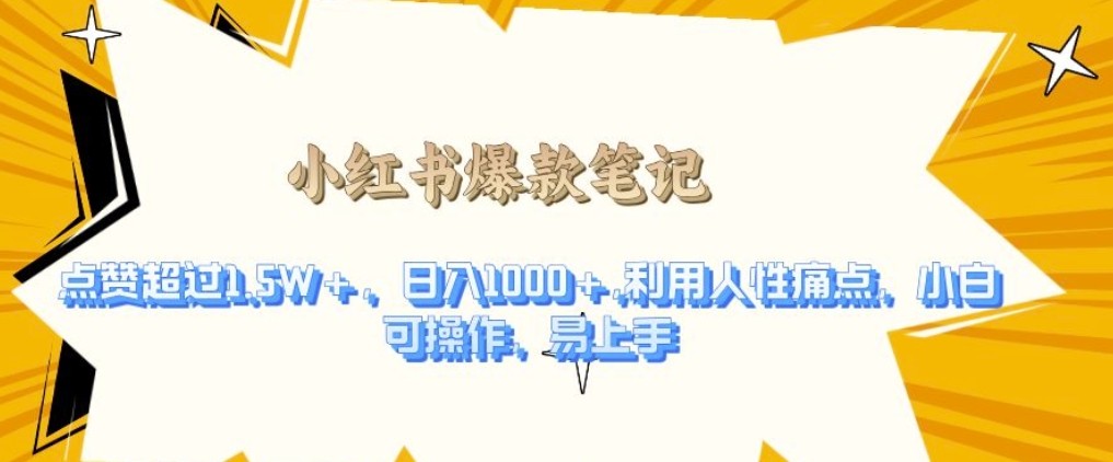 利用人性的痛点，打造爆款笔记，获得点赞超过1.5W+，日入1k【揭秘】-雲鼎文化传媒