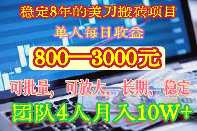 稳定8年的美刀搬砖项目，单人每日收益800—3000.团队4人月入10W+.可线下-雲鼎文化传媒