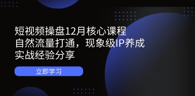 短视频操盘12月核心课程：自然流量打通，现象级IP养成，实战经验分享-雲鼎文化传媒