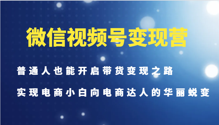 微信视频号变现营-普通人也能开启带货变现之路，实现电商小白向电商达人的华丽蜕变-雲鼎文化传媒