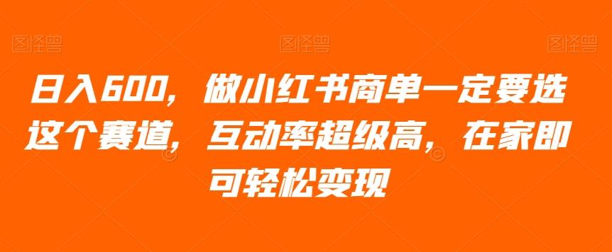 日入600，做小红书商单一定要选这个赛道，互动率超级高，在家即可轻松变现-雲鼎文化传媒