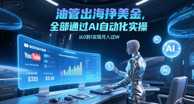 油管出海挣美金，全部通过AI自动化实操，从0到1实现月入过W-雲鼎文化传媒