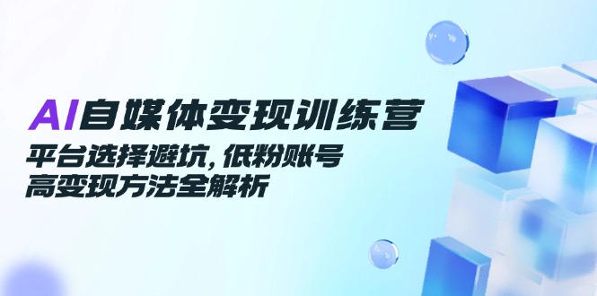 AI自媒体变现训练营，平台选择避坑，低粉账号高变现方法全解析-雲鼎文化传媒