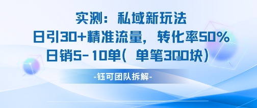 实测私域新玩法日引30加精准流量转化率50%日销5-10单每笔3张-雲鼎文化传媒