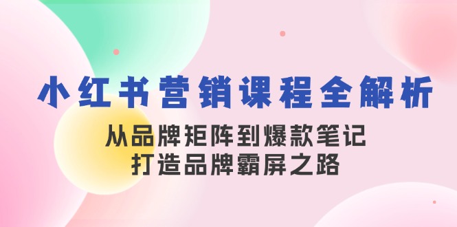 小红书营销课程全解析，从品牌矩阵到爆款笔记，打造品牌霸屏之路-雲鼎文化传媒