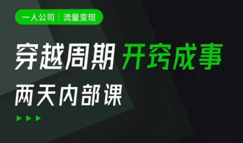 一人公司：流量变现课，一人公司的方法模型拆解， 拆解富人思维，流量思维，小老板思维等-雲鼎文化传媒