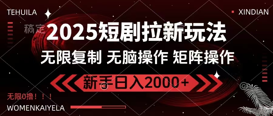 2025短剧拉新玩法，无需注册登录，无限0撸，无脑批量操作日入2000+-雲鼎文化传媒