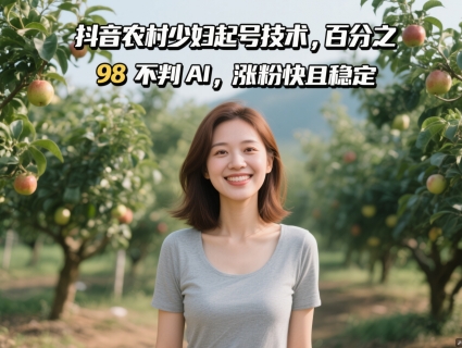 抖音农村少妇起号技术，百分之98不判AI，涨粉快且稳定-雲鼎文化传媒