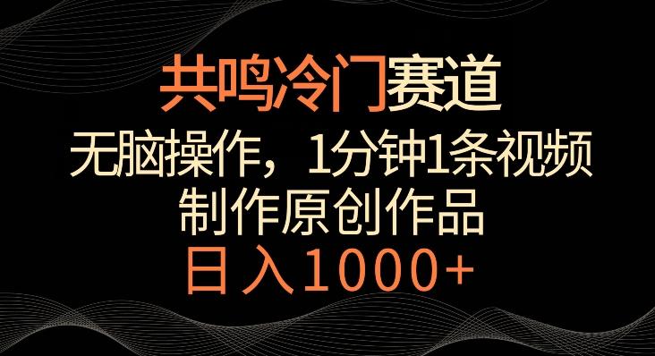 共鸣冷门赛道，无脑操作，一分钟一条视频，日入1000+【揭秘】-雲鼎文化传媒