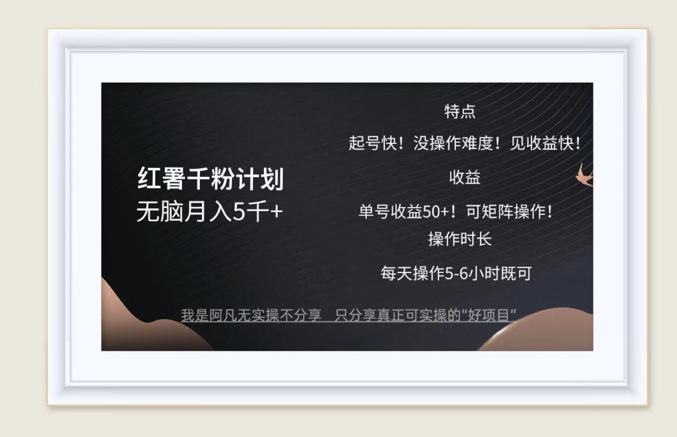 红薯千粉计划无脑月入5千+！既做既赚！-雲鼎文化传媒