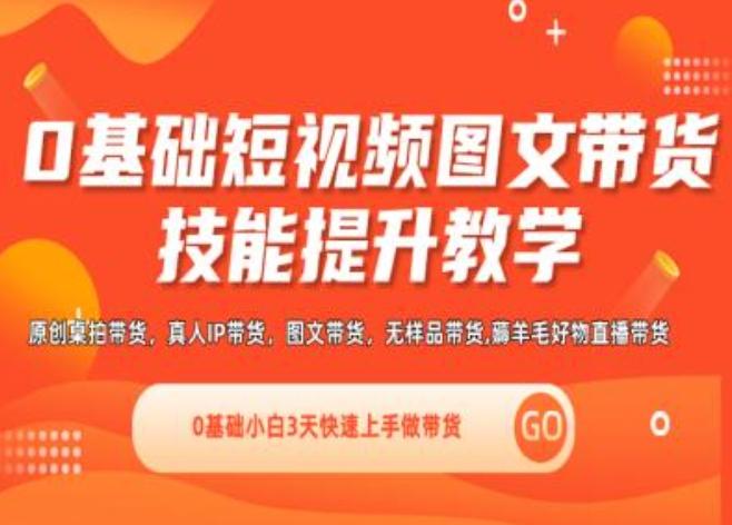 0基础短视频图文带货实操技能提升教学(直播课+视频课),0基础小白3天快速上手做带货-雲鼎文化传媒