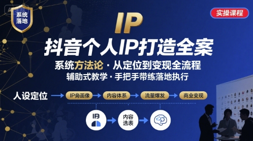 抖音个人IP系统落地实操大课，实操课程，辅助落地-雲鼎文化传媒