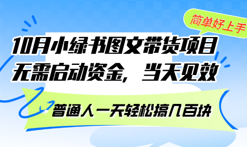 10月份小绿书图文带货项目 无需启动资金 当天见效 普通人一天轻松搞几百块-雲鼎文化传媒
