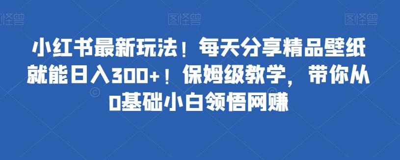 小红书最新玩法！每天分享精品壁纸就能日入300+！保姆级教学，带你从0基础小白领悟网赚-雲鼎文化传媒