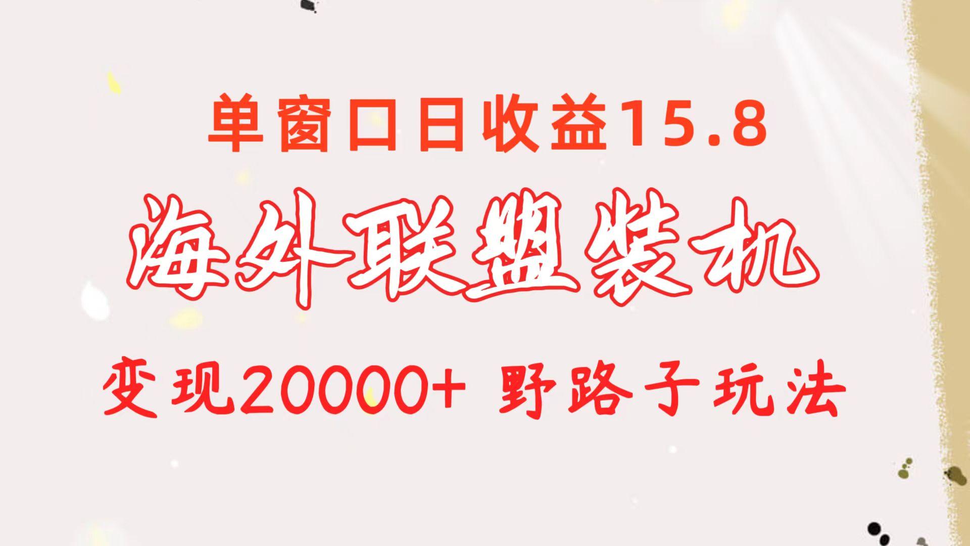 海外联盟装机 单窗口日收益15.8  变现20000+ 野路子玩法-雲鼎文化传媒