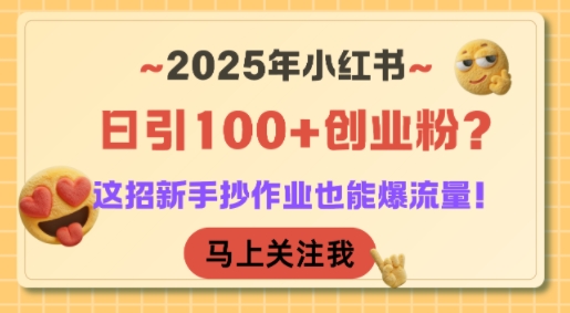 2025年小红书日引100+创业粉？这招新手抄作业也能爆流量！-雲鼎文化传媒