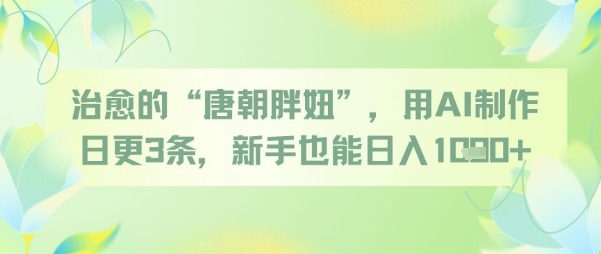 治愈的“唐朝胖妞”，用AI制作日更3条，新手也能日入多张-雲鼎文化传媒