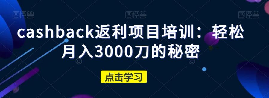 cashback返利项目培训：轻松月入3000刀的秘密-雲鼎文化传媒