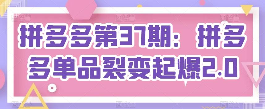 拼多多第37期：拼多多单品裂变起爆2.0-雲鼎文化传媒