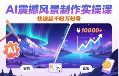 AI震撼风景制作实操课，快速起千粉万粉号-雲鼎文化传媒