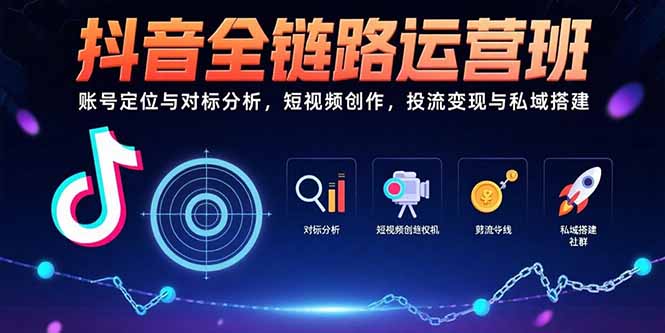 抖音全链路运营班：账号定位与对标分析，短视频创作，投流变现与私域搭建-雲鼎文化传媒