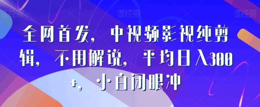 全网首发，中视频影视纯剪辑，不用解说，平均日入300+，小白闭眼冲-雲鼎文化传媒