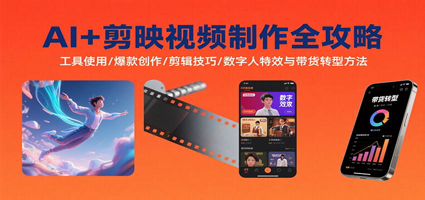 AI+剪映视频制作全攻略：工具使用/爆款创作/剪辑技巧/数字人特效与带货转型方法-雲鼎文化传媒