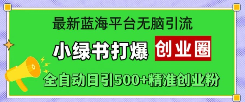最新蓝海平台无脑引流，小绿书打爆创业圈，全自动日引500+精准创业粉-雲鼎文化传媒
