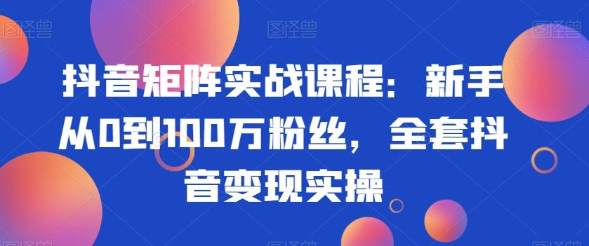 抖音矩阵实战课程：新手从0到100万粉丝，全套抖音变现实操-雲鼎文化传媒