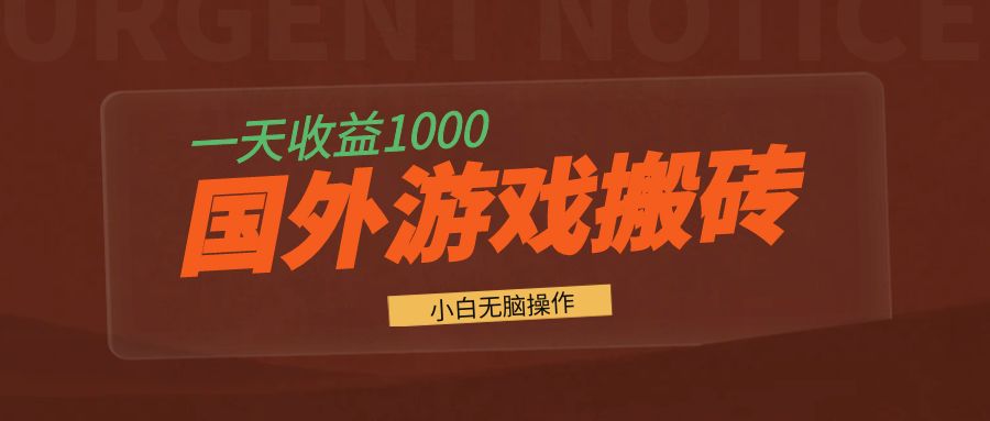 国外游戏全自动搬砖，一天收益1000+ 小白无脑操作-雲鼎文化传媒