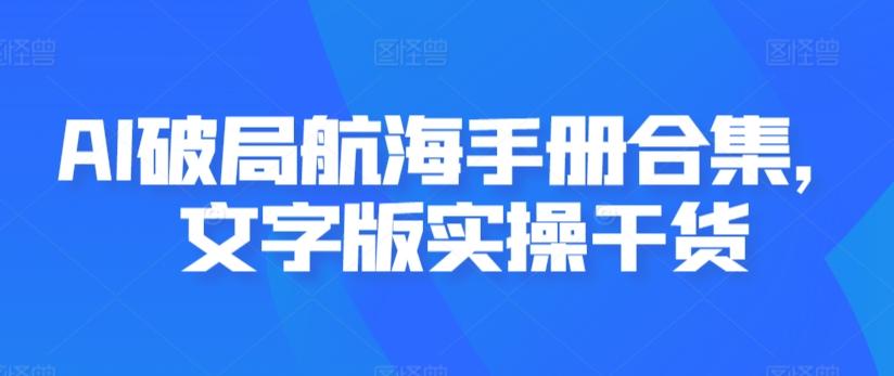 AI破局航海手册合集，文字版实操干货-雲鼎文化传媒