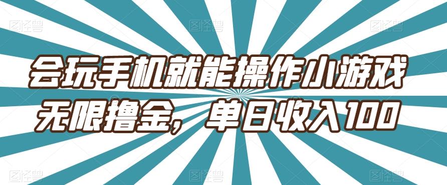 会玩手机就能操作小游戏无限撸金，单日收入100-雲鼎文化传媒