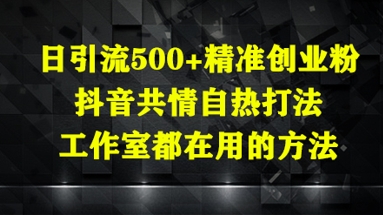 日引流500+精准创业粉，抖音共情自热打法，工作室都在用的方法-雲鼎文化传媒