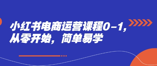 小红书电商运营课程0-1，从零开始，简单易学-雲鼎文化传媒