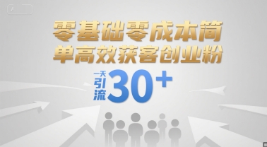 零基础零成本简单高效获客创业粉，一天引流30+-雲鼎文化传媒