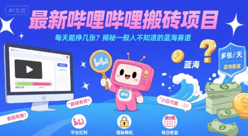 最新哔哩哔哩上B站搬砖项目，每天能挣几张？揭秘一般人不知道的蓝海赛道-雲鼎文化传媒